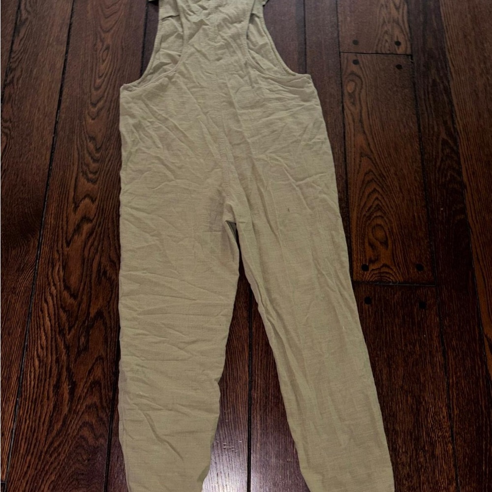 L*Space Tan Jumpsuit Relaxed Fit Sleeveless khaki NWT linen summer dress top out